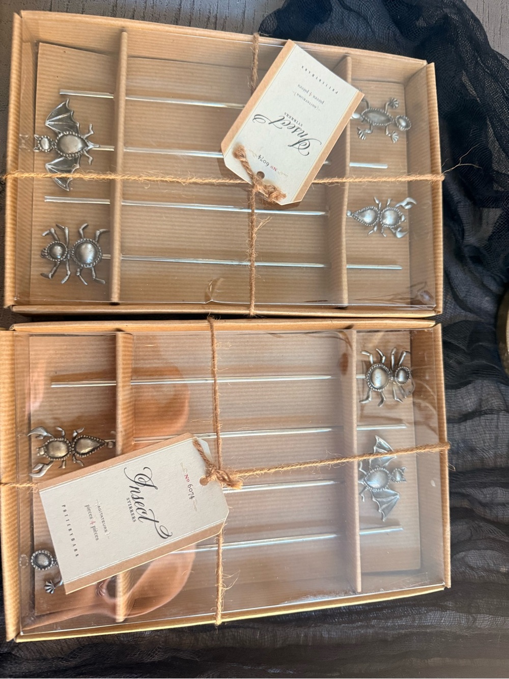 Pottery Barn Silver dress no stirrers Set - Insect Motif Accents